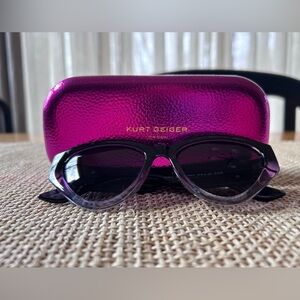 Kurt Geiger London 54mm Black w/Purple Ombre Cat-Eye Sunglasses w/Pink Case.